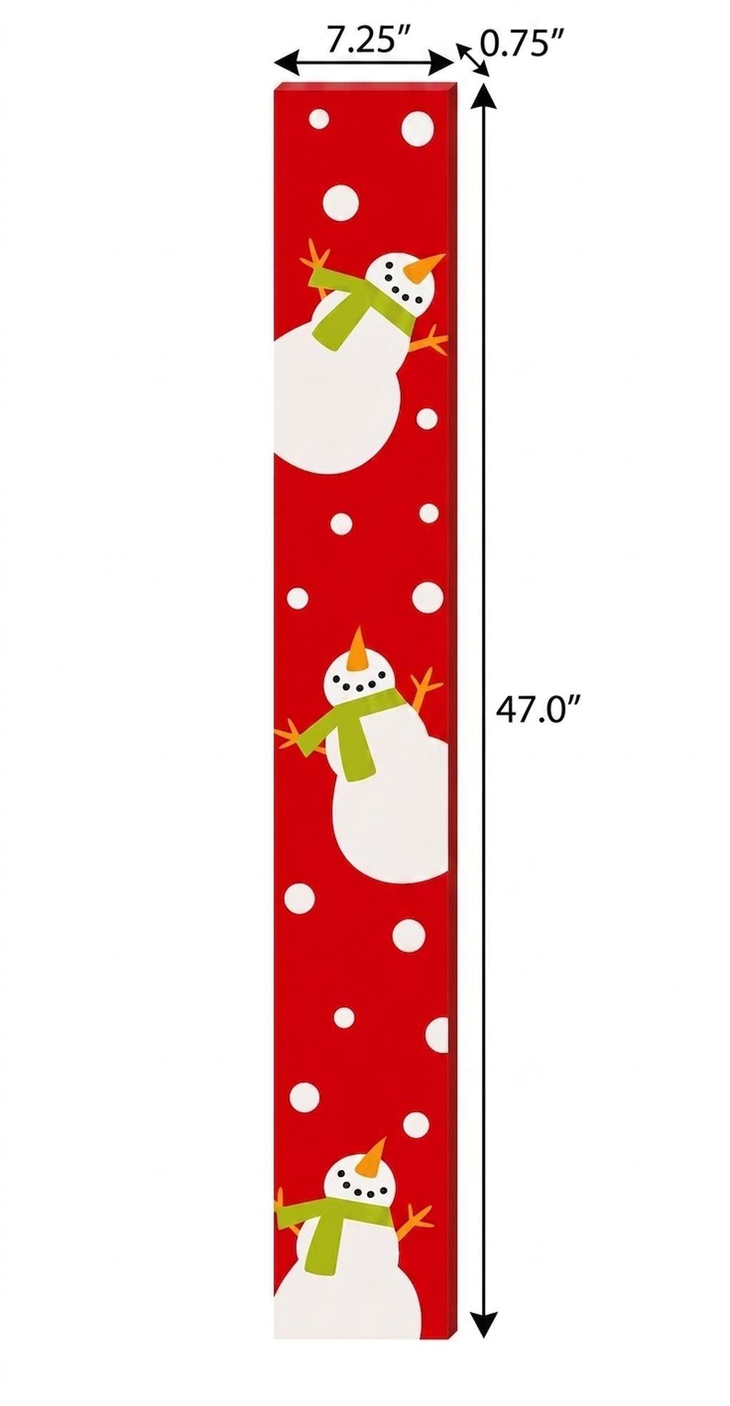 47" Red And White Solid Wood Snowman Porch Sign