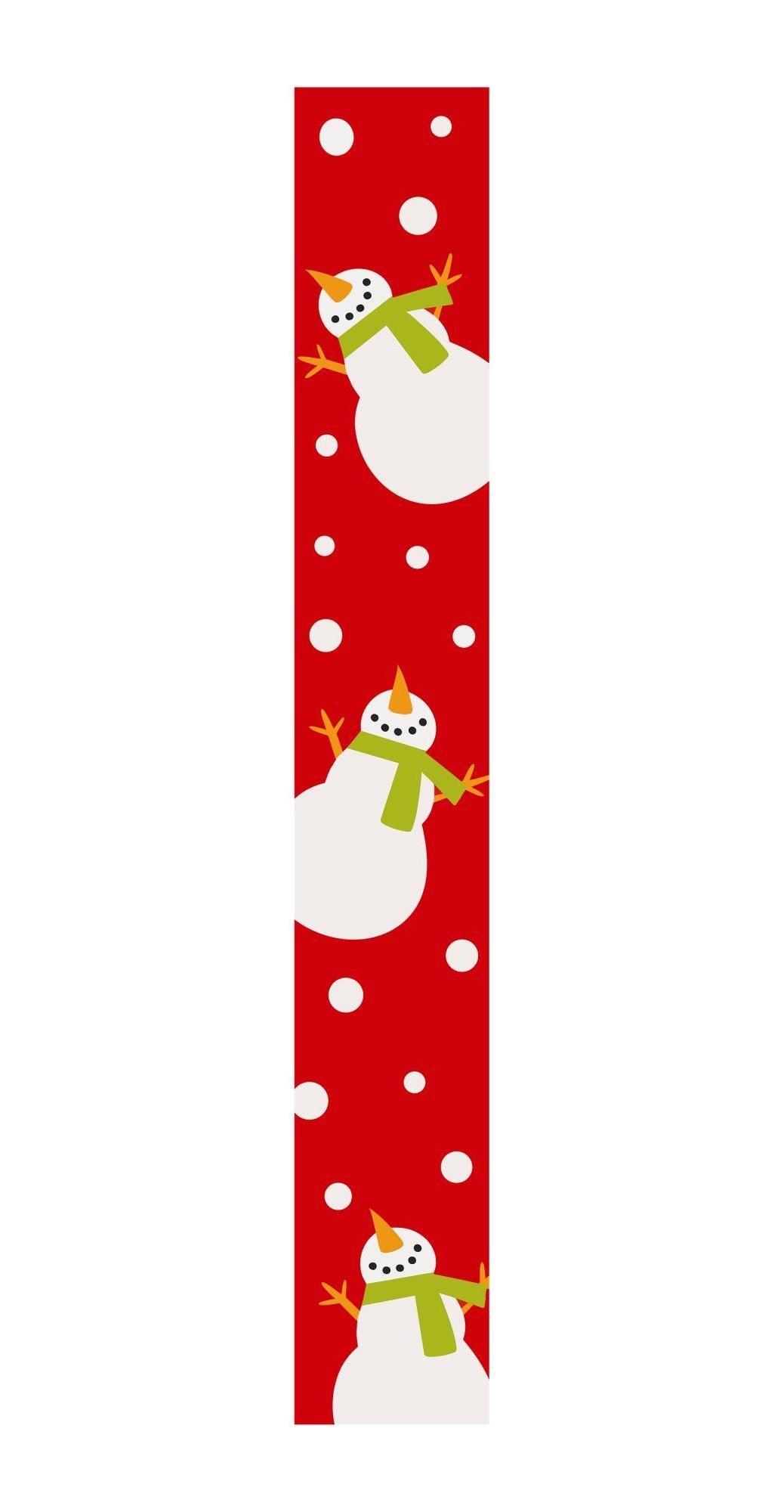 47" Red And White Solid Wood Snowman Porch Sign