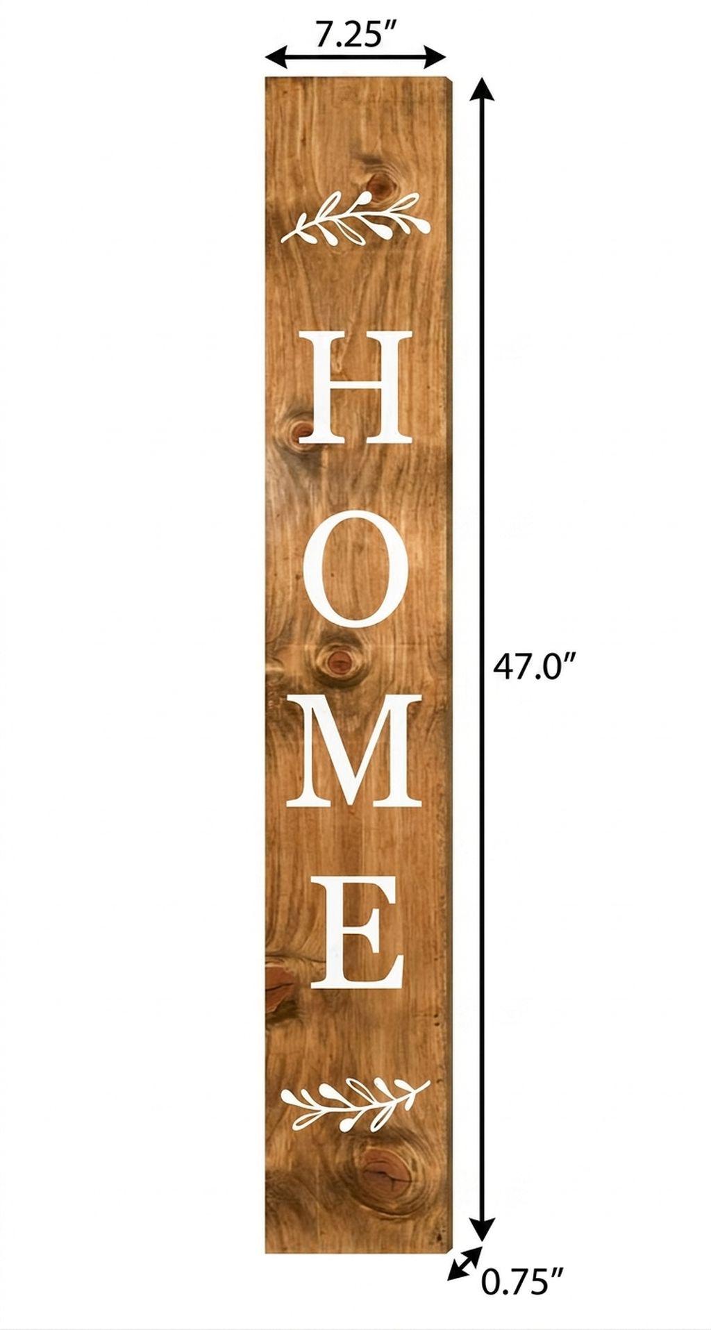 47" Natural And White Solid Wood Home Porch Sign