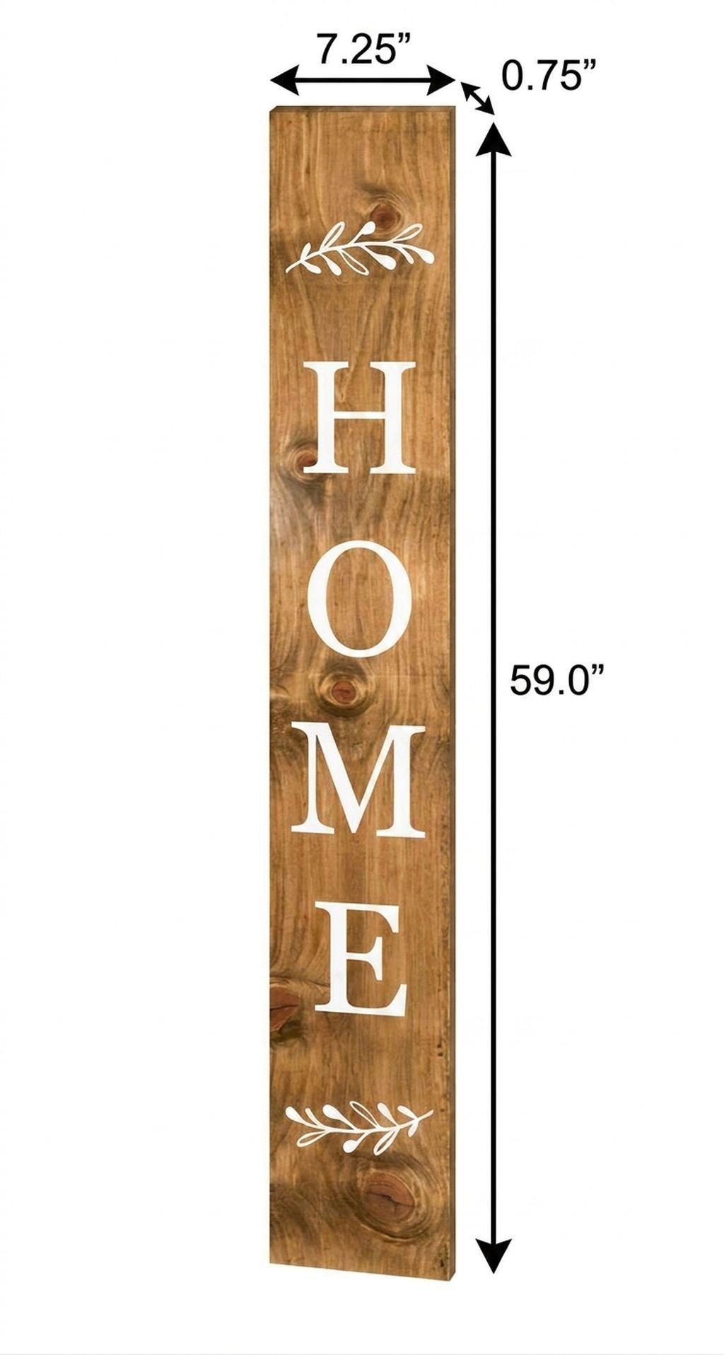 59" Natural And White Solid Wood Home Porch Sign
