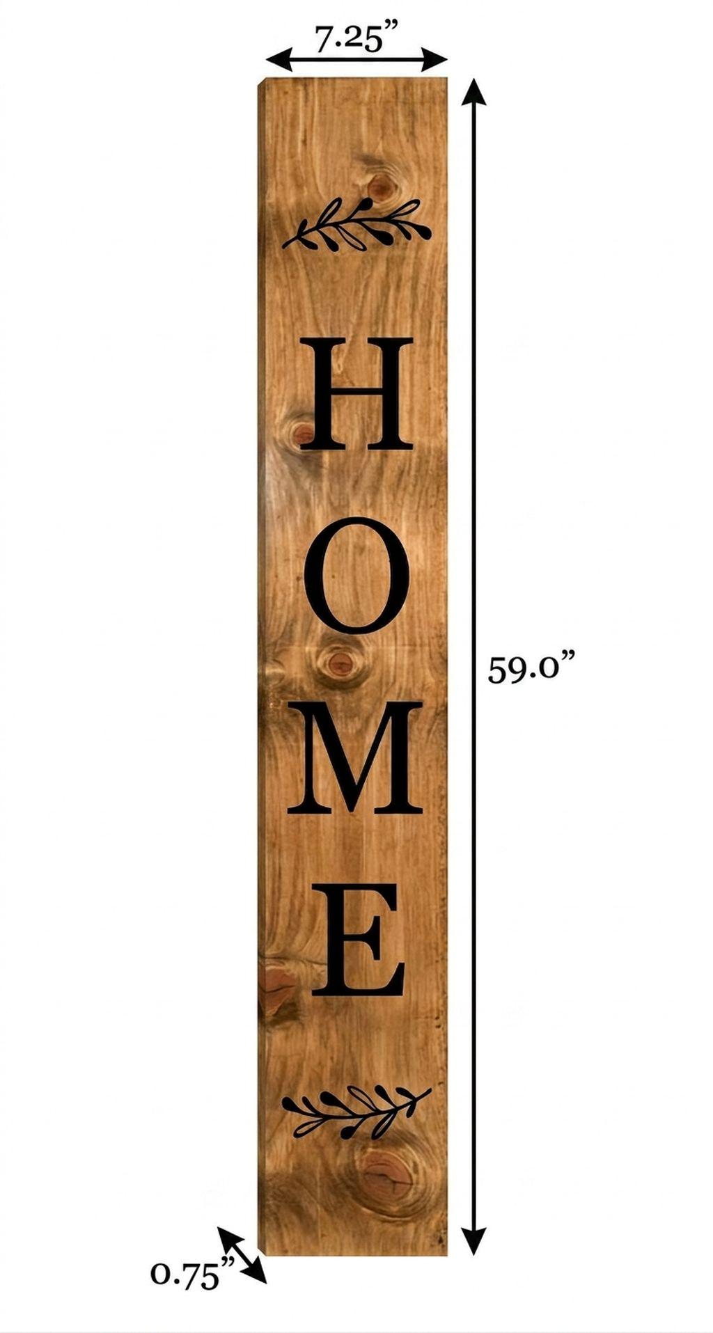 59" Black And Natural Solid Wood Home Porch Sign