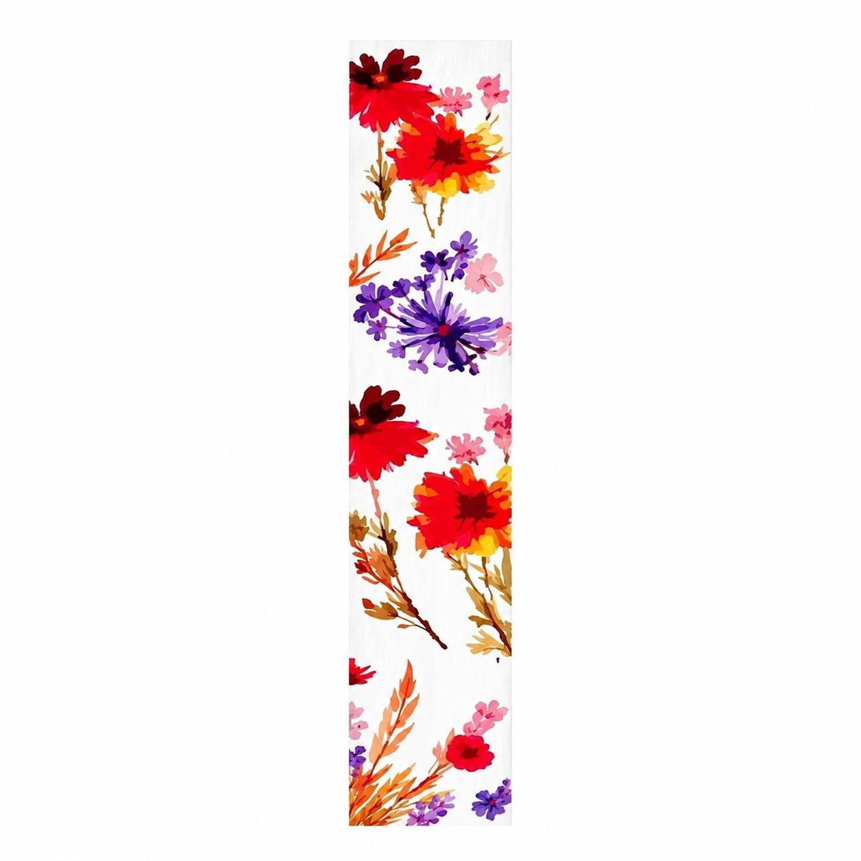 47" White Red And Purple Solid Wood Floral Bouquet Porch Sign