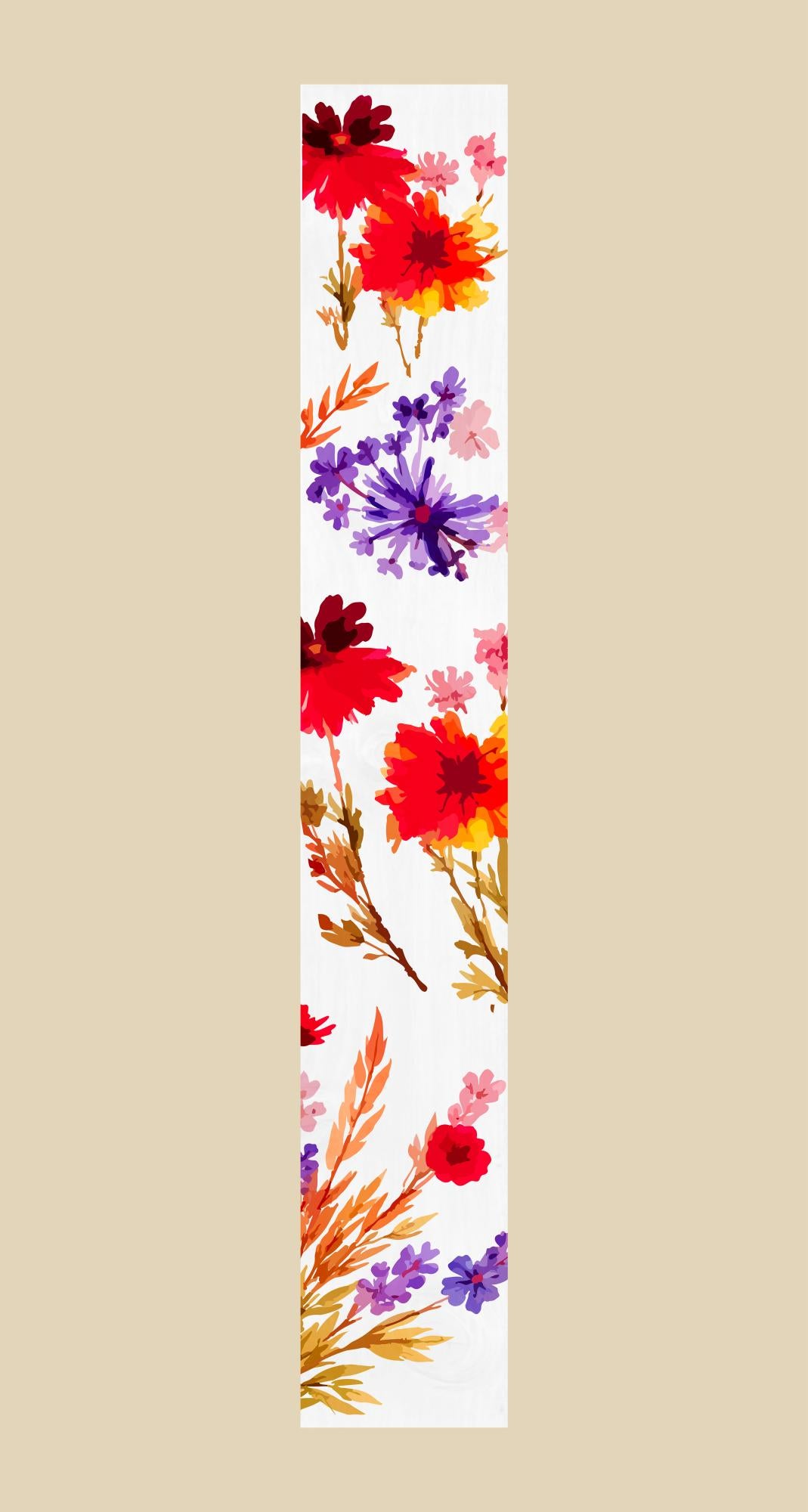 59" White Red And Purple Solid Wood Floral Bouquet Porch Sign