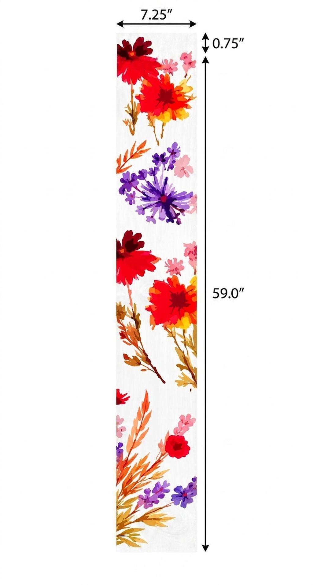 59" White Red And Purple Solid Wood Floral Bouquet Porch Sign