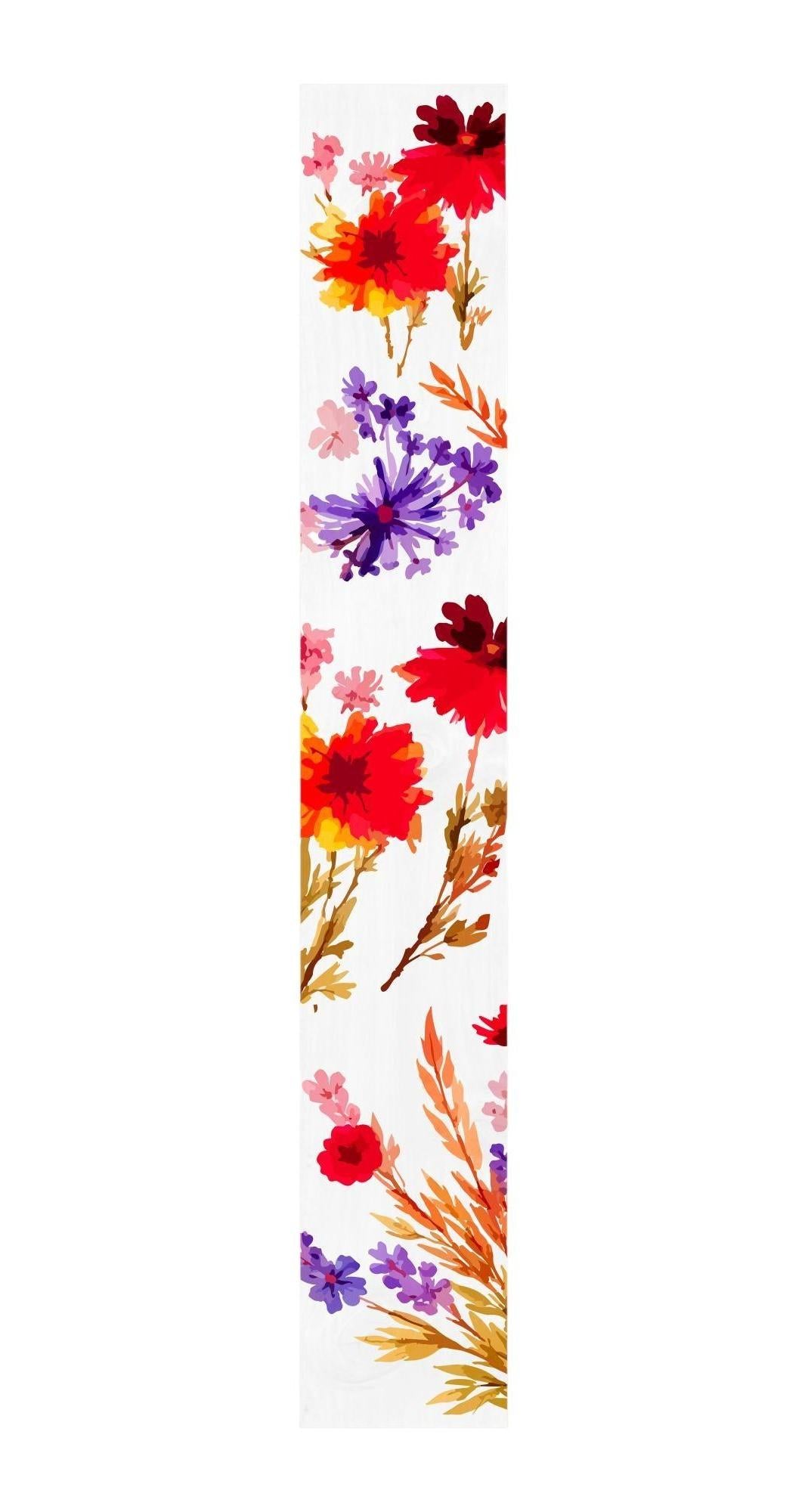 59" White Red And Purple Solid Wood Floral Bouquet Porch Sign