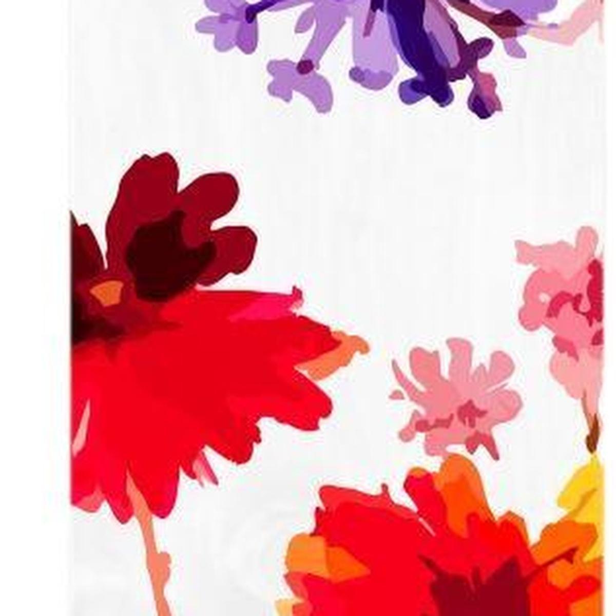 59" White Red And Purple Solid Wood Floral Bouquet Porch Sign