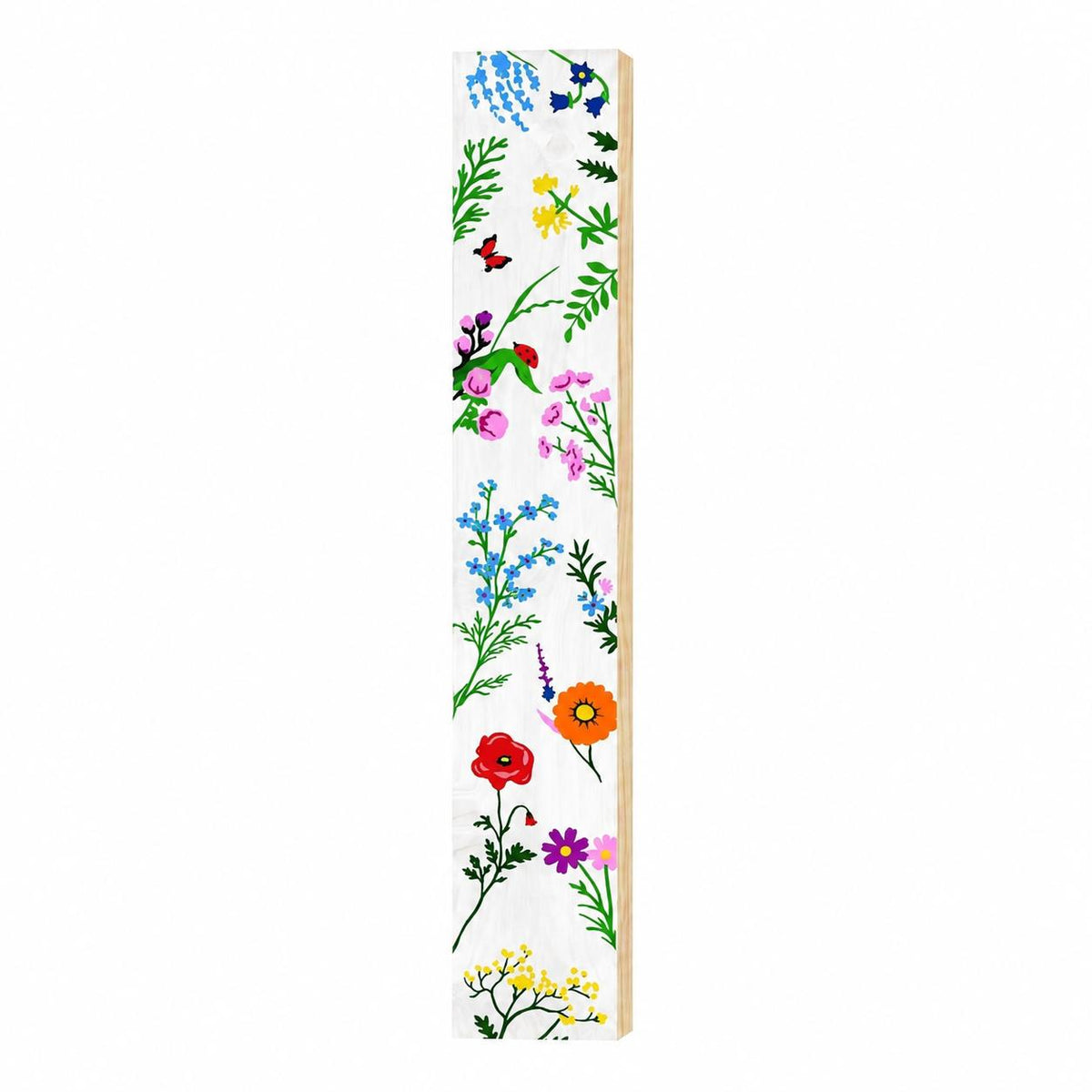 47" White Blue And Green Solid Wood Floral Bouquet Porch Sign