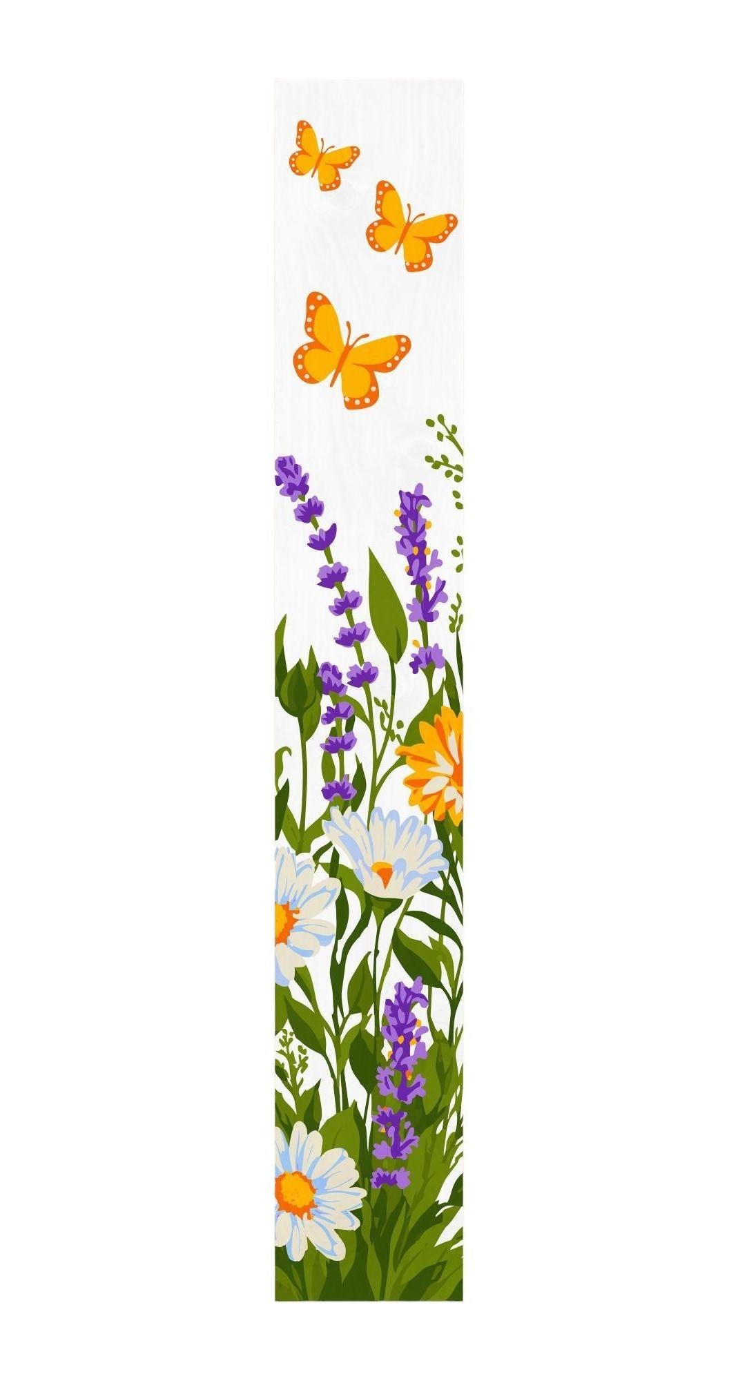 59" White Green And Yellow Solid Wood Daisies Porch Sign