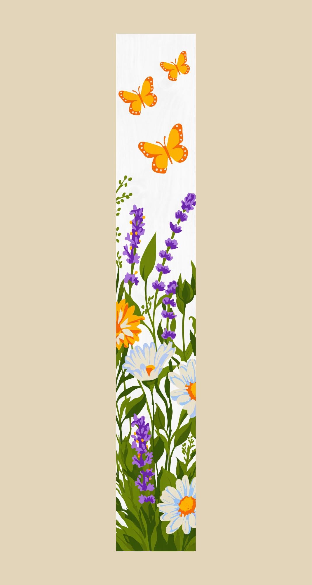 59" White Green And Yellow Solid Wood Daisies Porch Sign
