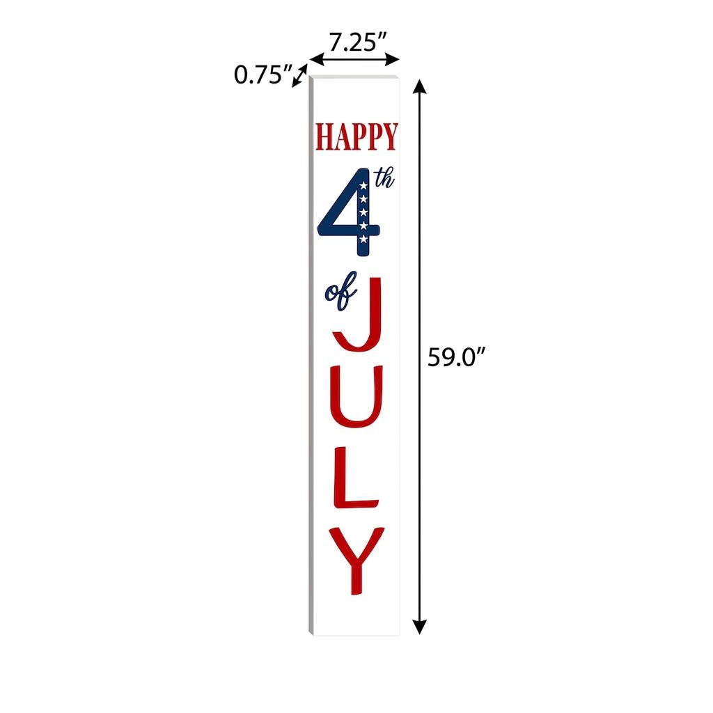 59" Red White And Blue Solid Wood Happy July 4th Porch Sign