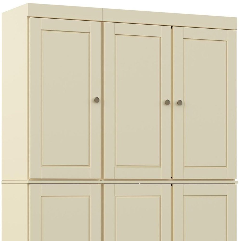 72" Yellow Solid Wood Six Door Two Drawer Pantry Or Storage Closet