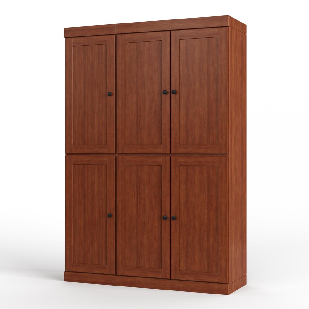 72" Coffee Solid Wood Six Door Two Drawer Pantry Or Storage Closet