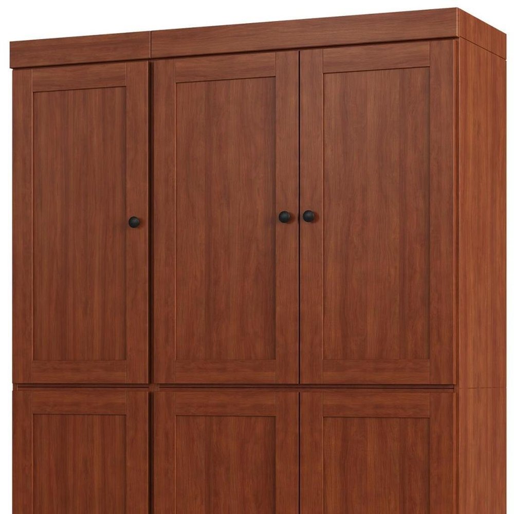 72" Coffee Solid Wood Six Door Two Drawer Pantry Or Storage Closet