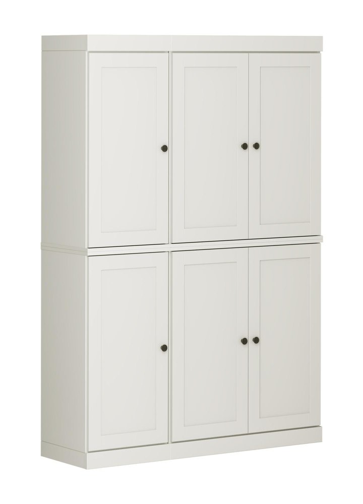 72" Off White Solid Wood Six Door Two Drawer Pantry Or Storage Closet
