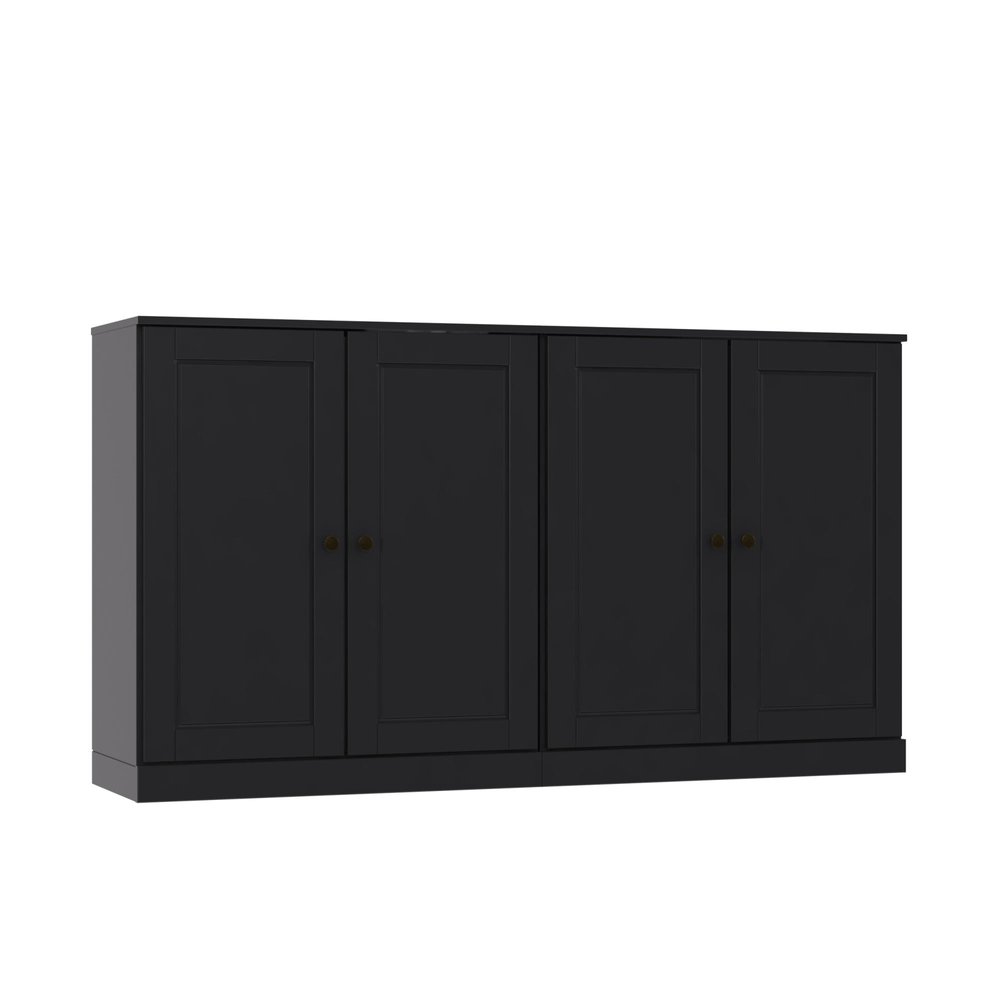 64" Black Solid Wood Sideboard With Two Doors