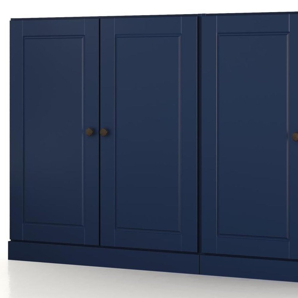 64" Navy Blue Solid Wood Sideboard With Two Doors