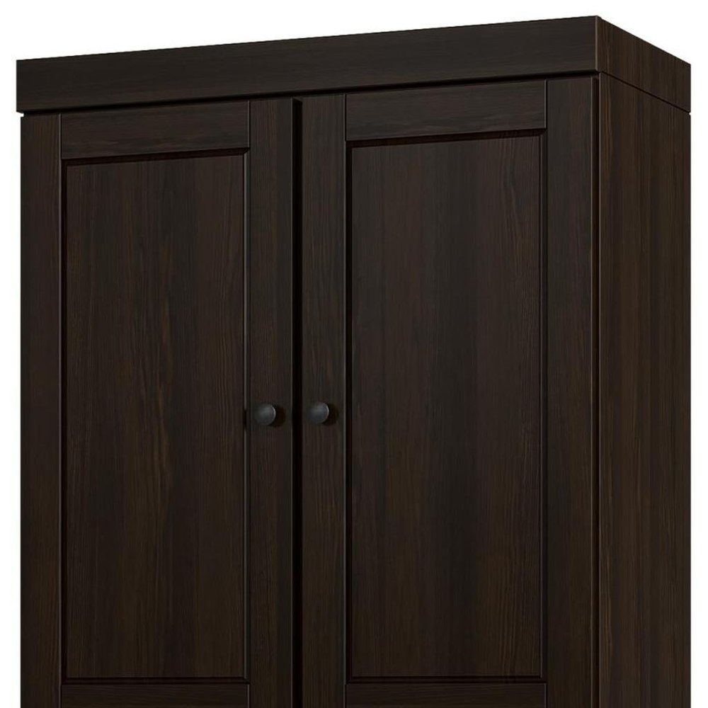 72" Espresso Solid Wood Four Door Pantry Or Storage Closet
