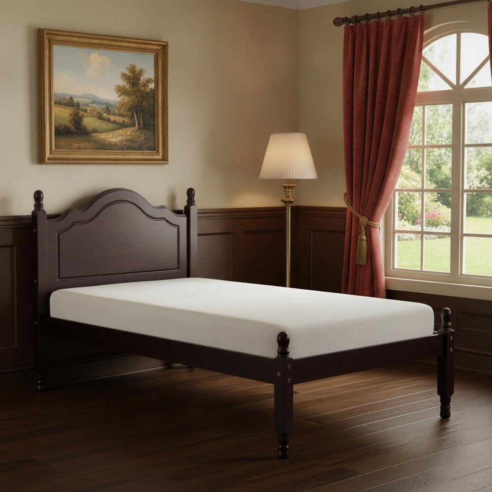 Coffee Solid Wood Twin Bed Frame