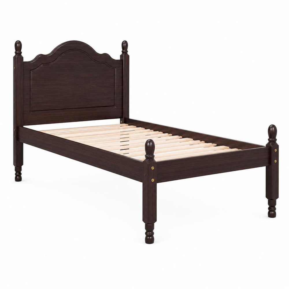 Coffee Solid Wood Twin Bed Frame
