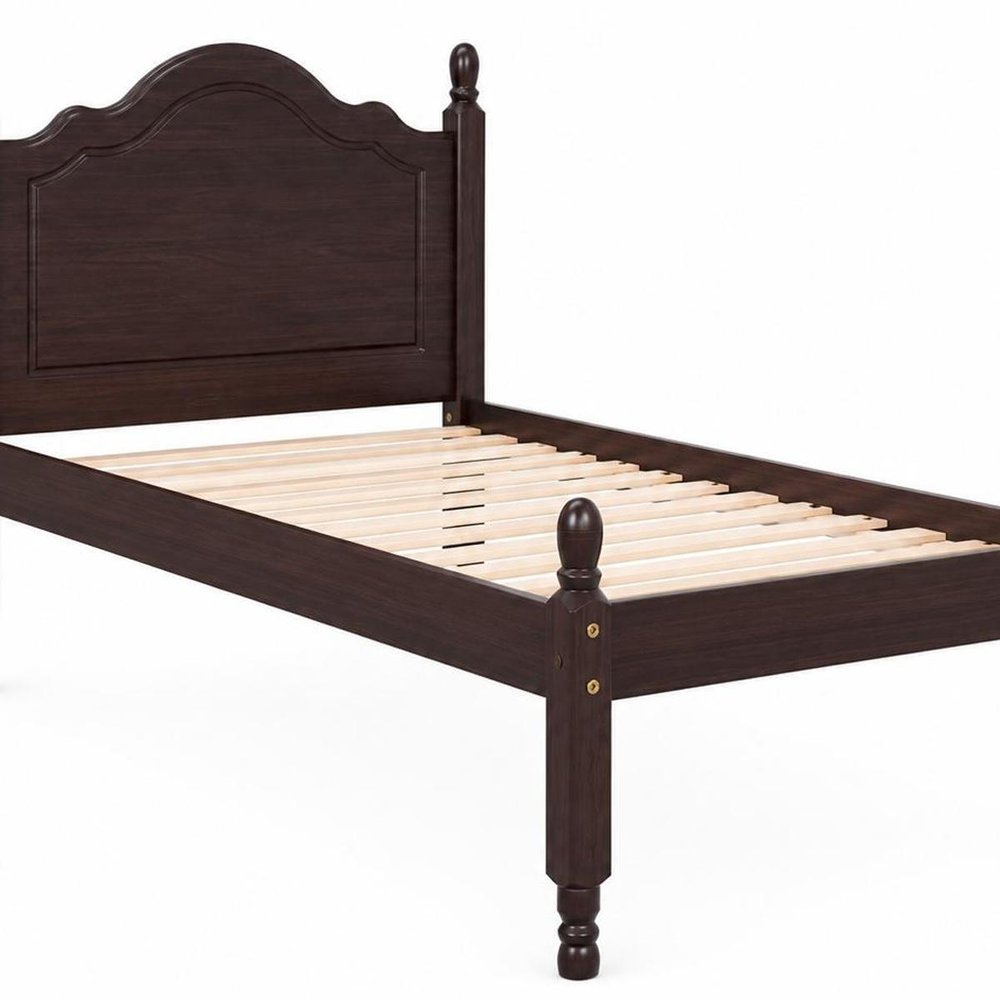 Coffee Solid Wood Twin Bed Frame
