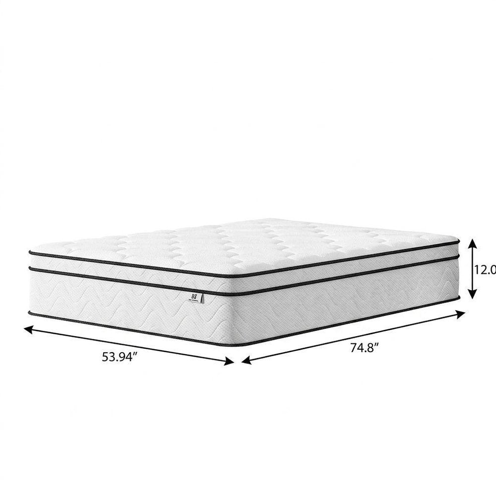 12" Twin Gel Memory Foam Medium Chevron Hybrid Mattress