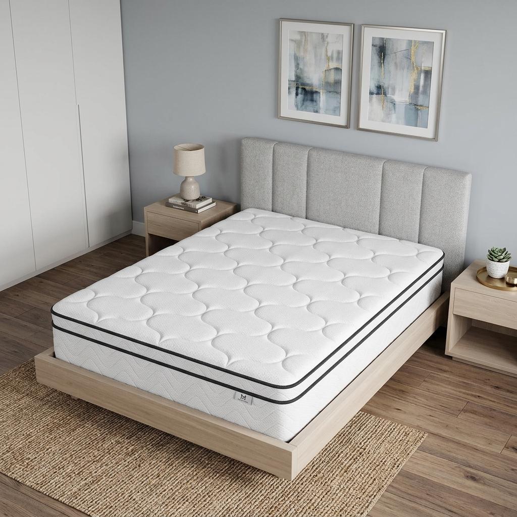 12" Queen Gel Memory Foam Medium Chevron Hybrid Mattress