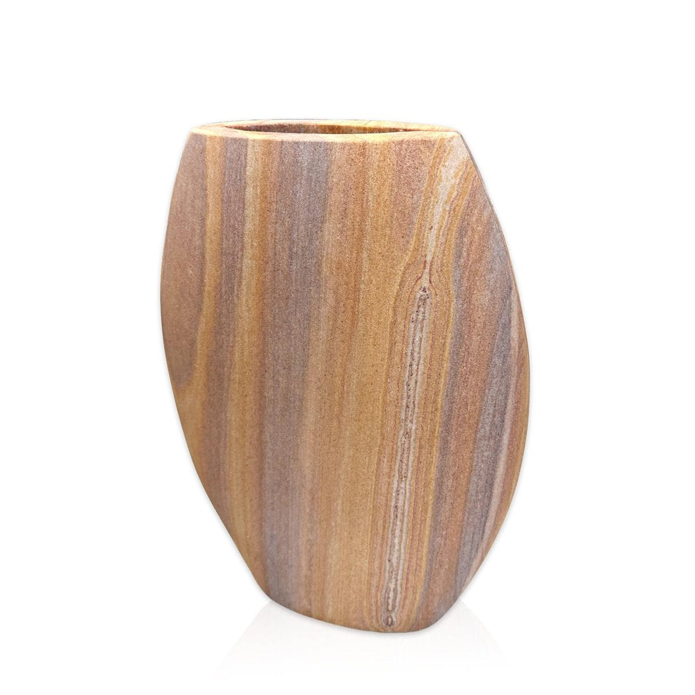 12" Taupe Stoneware Oval Table Vase
