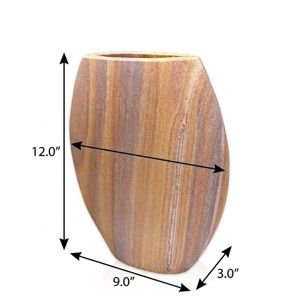 12" Taupe Stoneware Oval Table Vase