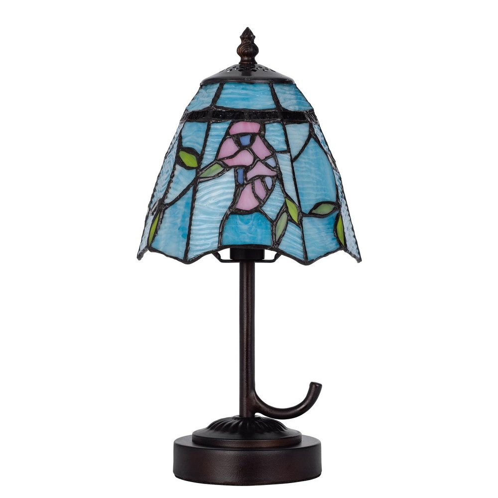 13" Bronze Flowers Round Tiffany Lamp With Cone Shade