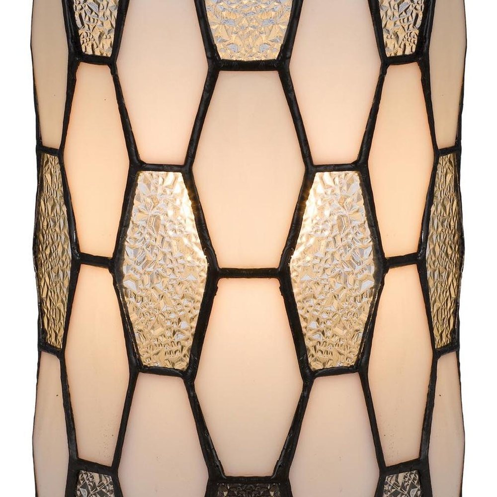 12" Bronze Abstract Tiffany Lamp With Cylinder Shade