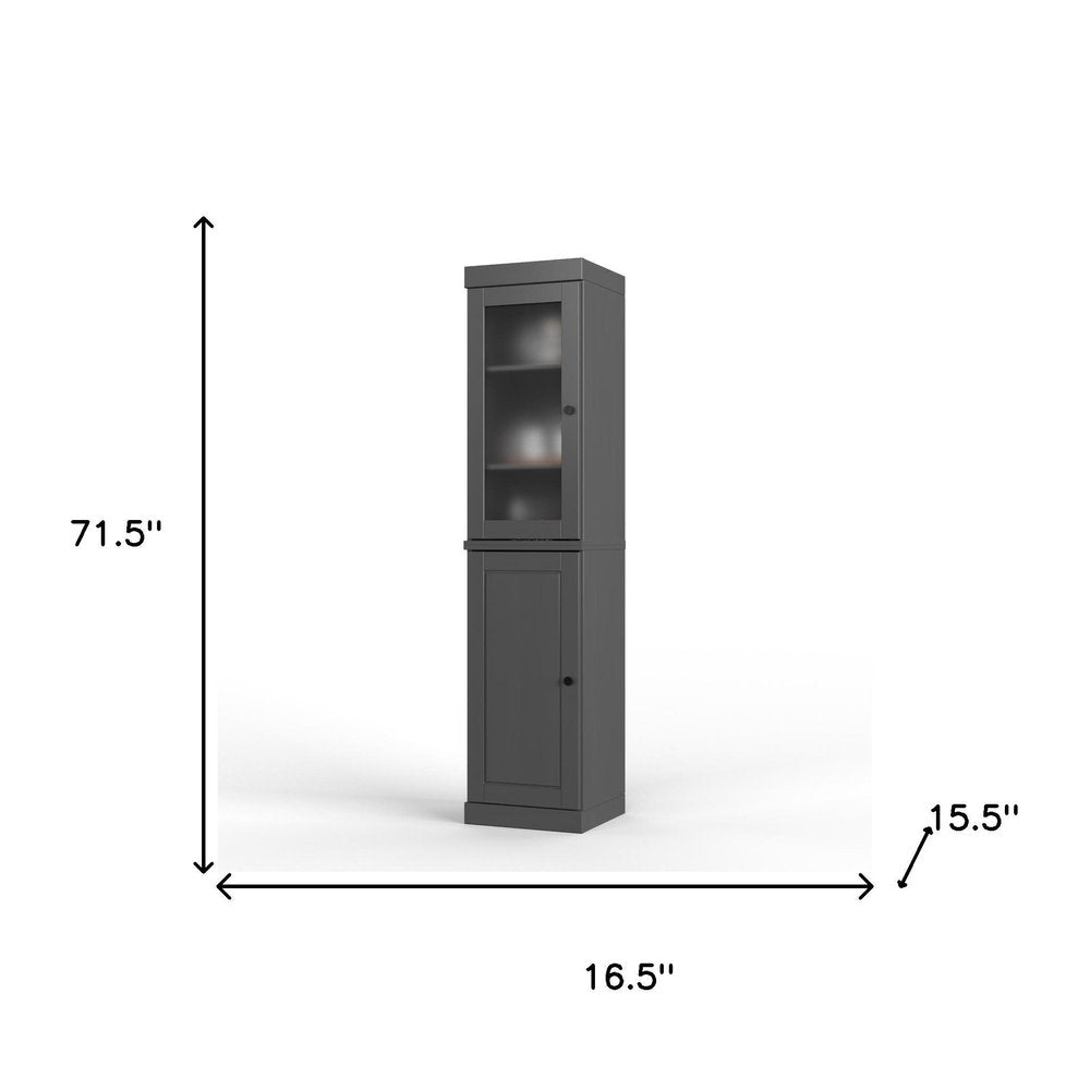 72" Gray Solid Wood Two Door Pantry Or Storage Closet