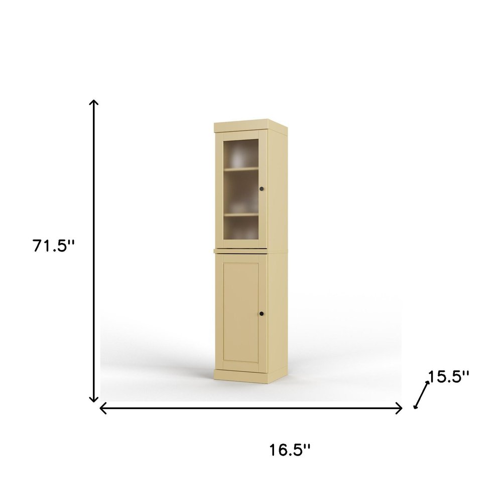 72" Yellow Solid Wood Two Door Pantry Or Storage Closet