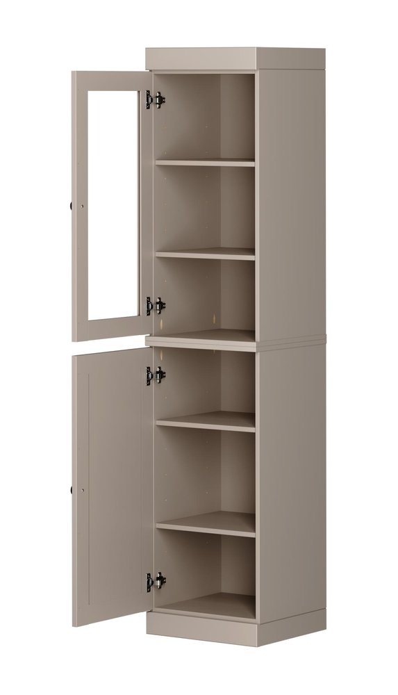 72" Beige Solid Wood Two Door Pantry Or Storage Closet
