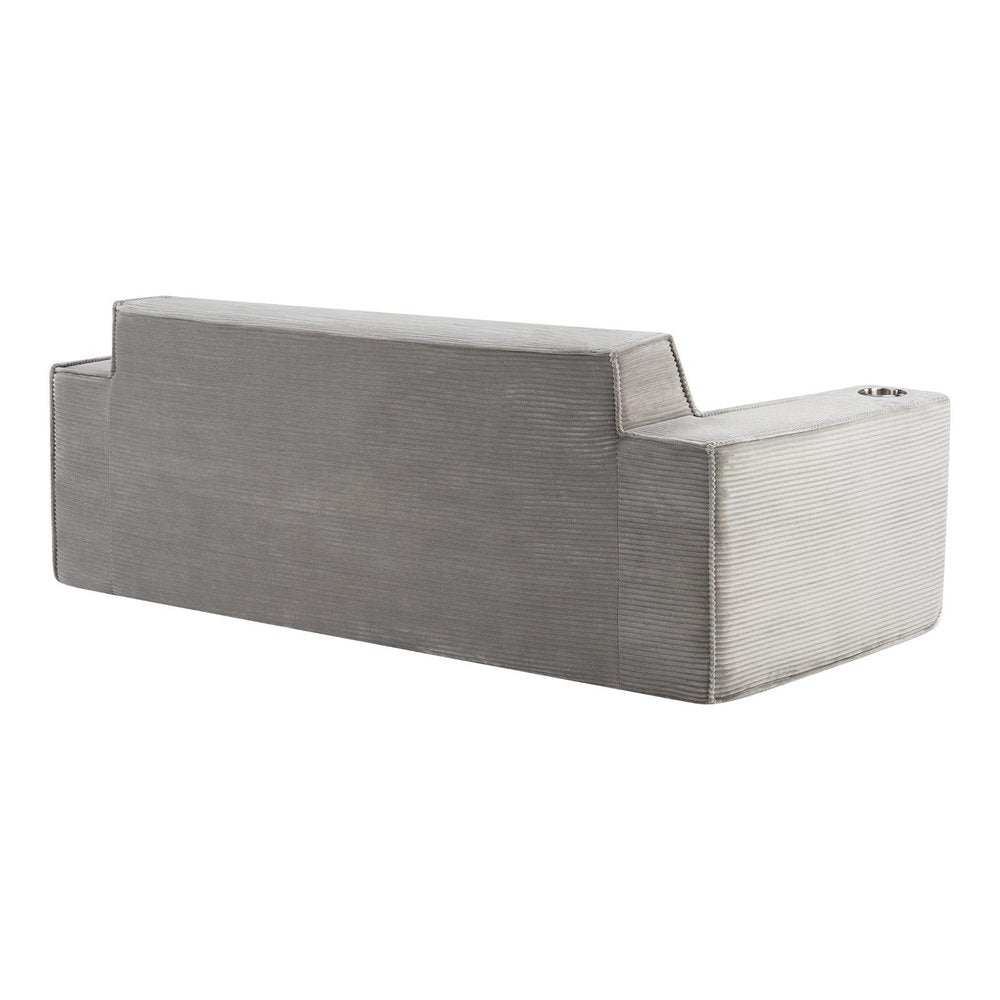 76" Gray Corduroy Loveseat and Toss Pillows