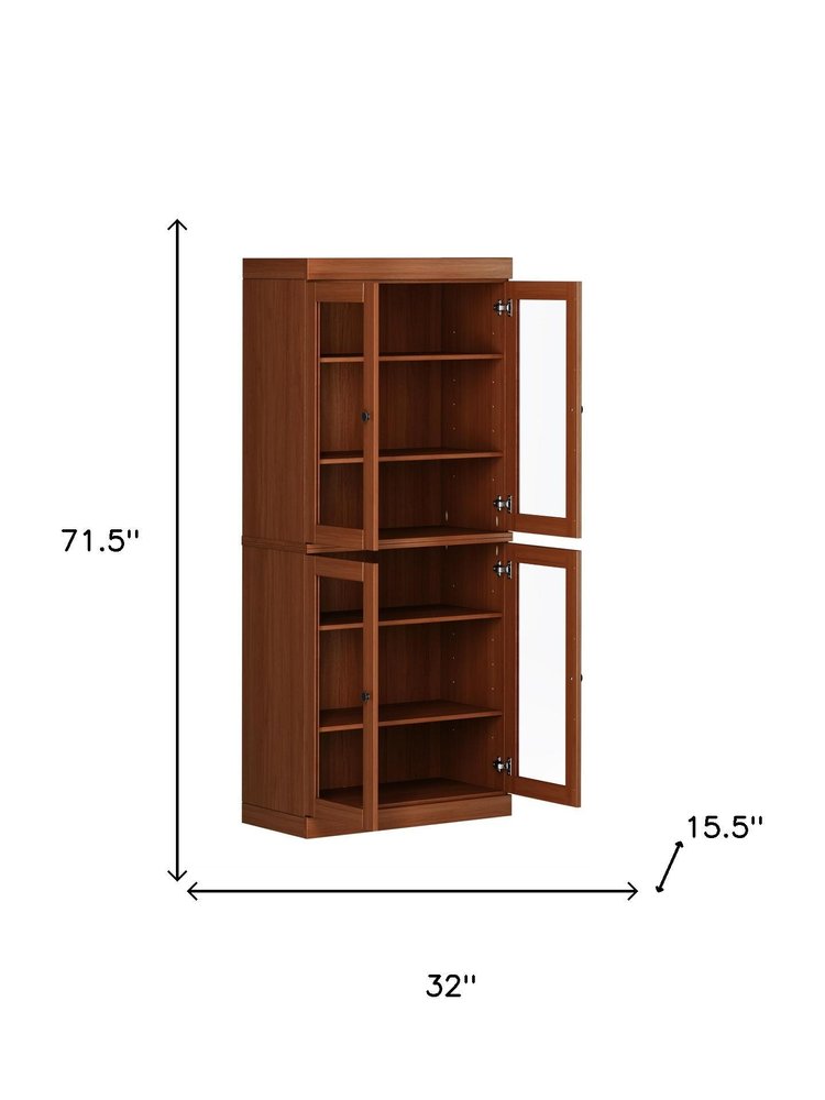72" Coffee Solid Wood Four Door Pantry Or Storage Closet