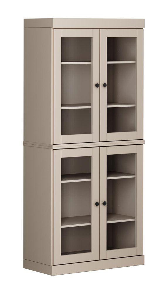 72" Beige Solid Wood Four Door Pantry Or Storage Closet