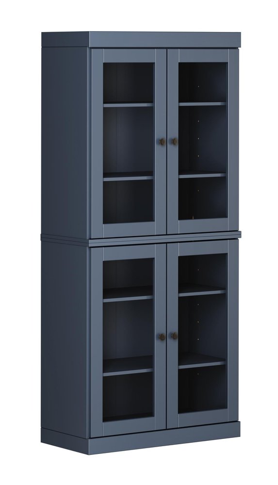 72" French Blue Solid Wood Four Door Pantry Or Storage Closet