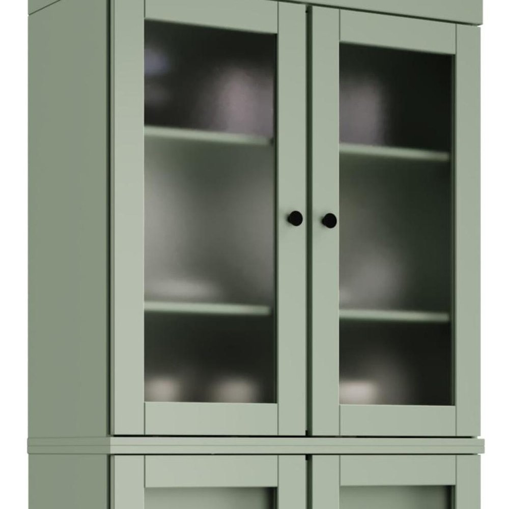 72" Sage Solid Wood Four Door Two Drawer Pantry Or Storage Closet