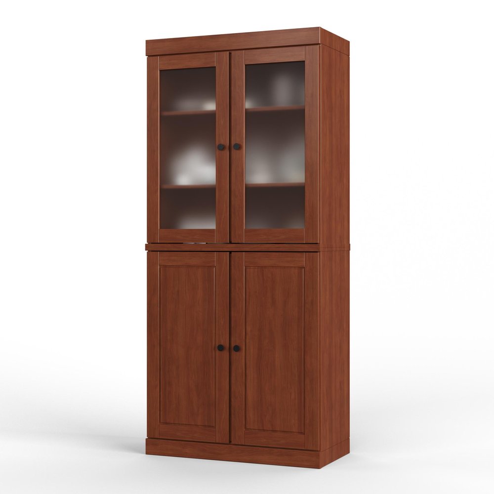 72" Coffee Solid Wood Four Door Pantry Or Storage Closet