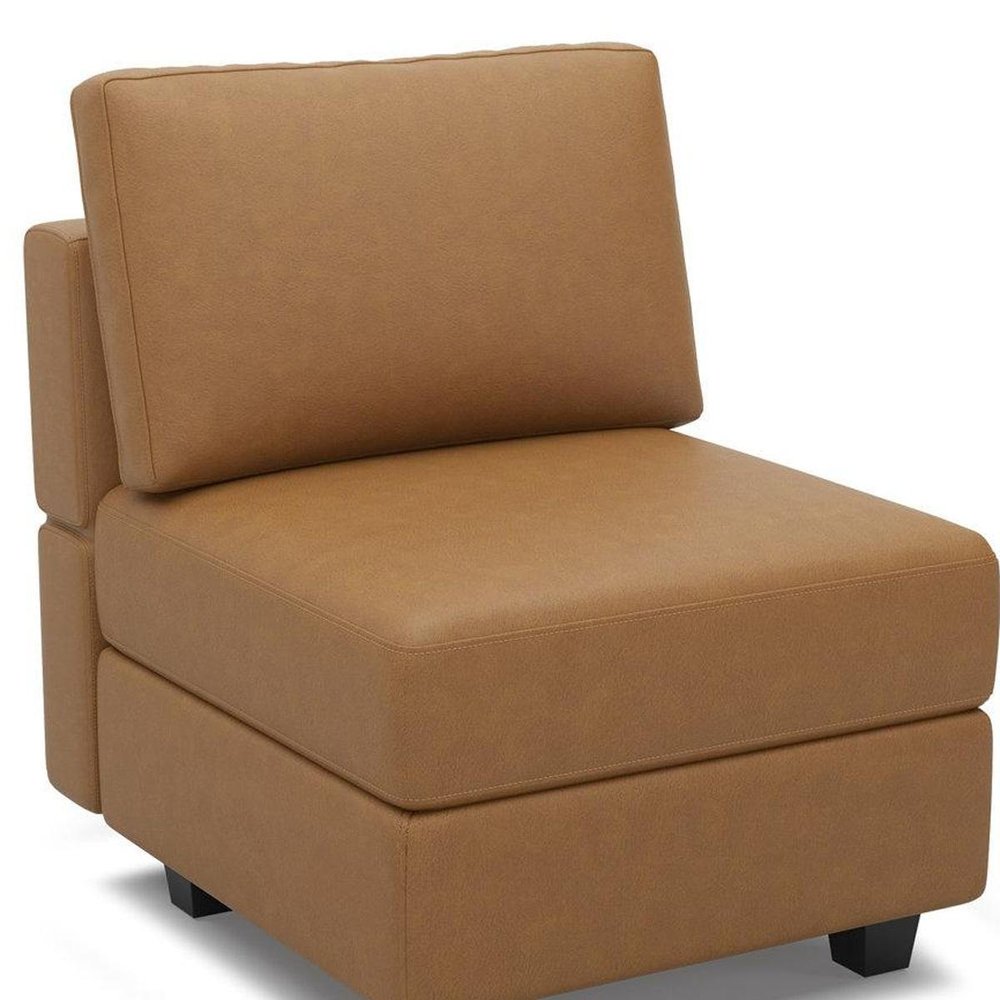 26" Brown Faux Leather Lounge Chair With Storage