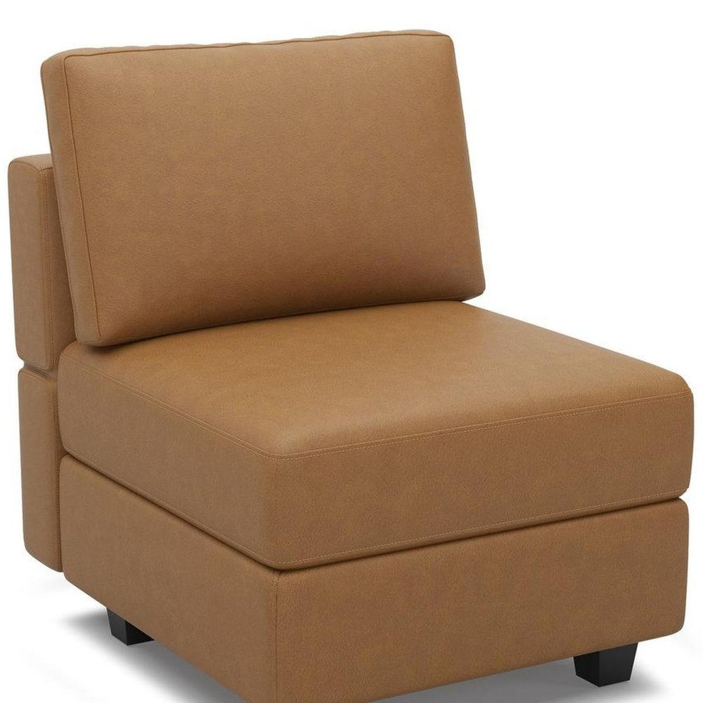 26" Brown Faux Leather Lounge Chair With Storage