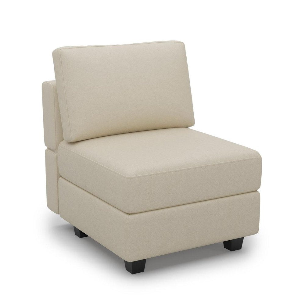 26" Beige Faux Leather Lounge Chair With Storage