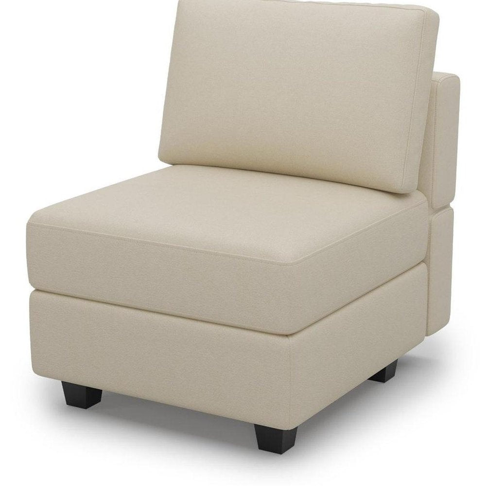 26" Beige Faux Leather Lounge Chair With Storage