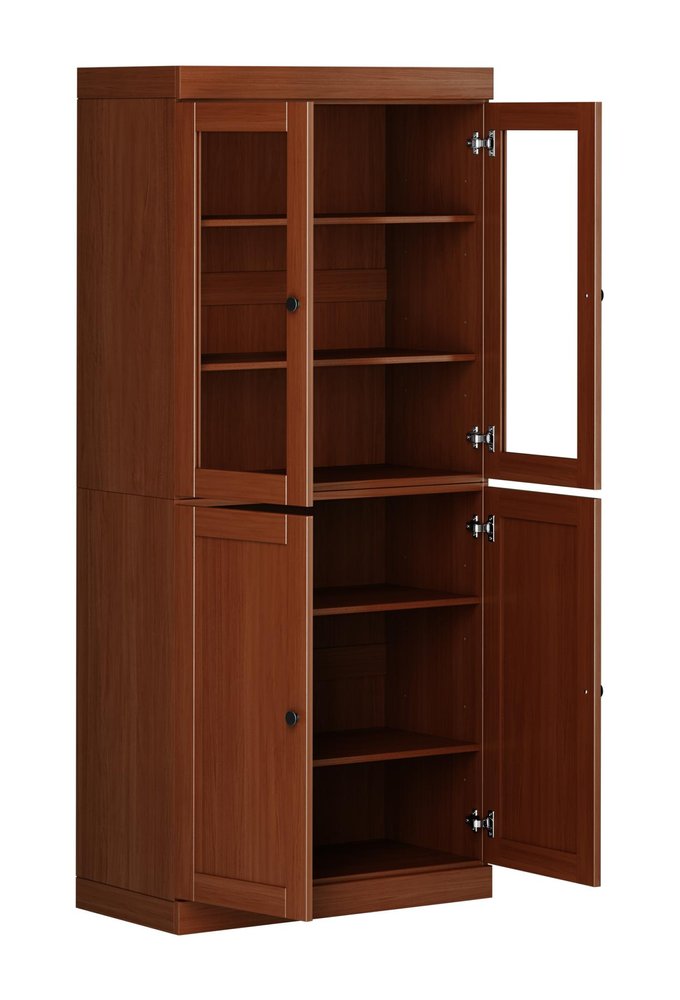 72" Coffee Solid Wood Four Door Pantry Or Storage Closet