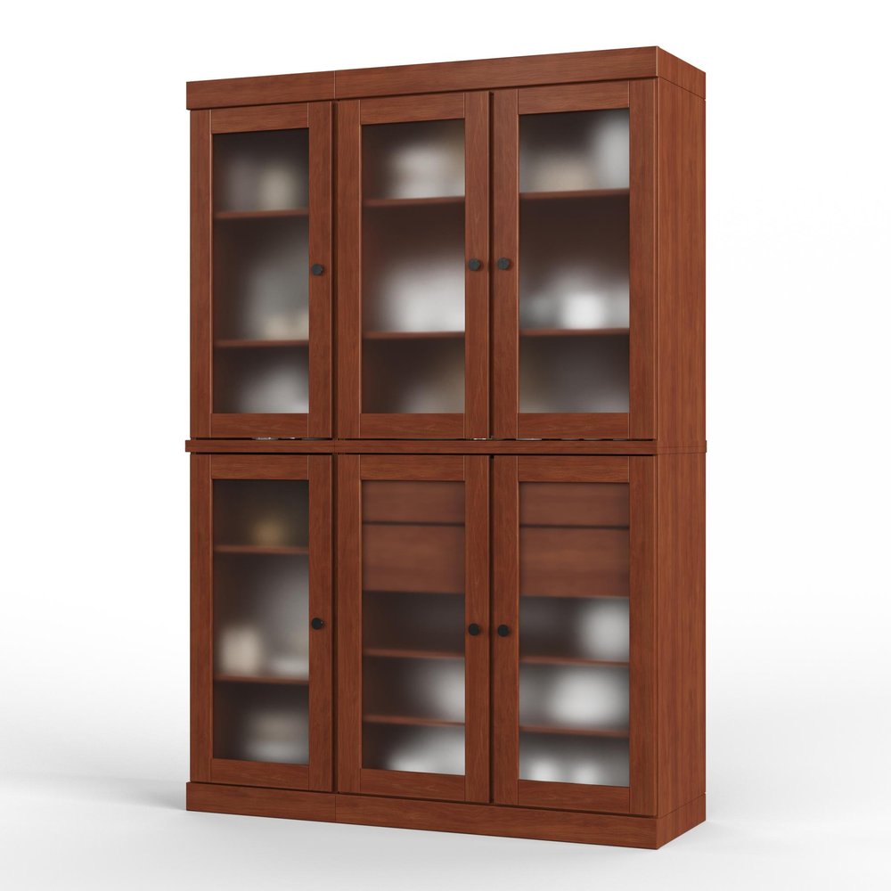 72" Coffee Solid Wood Six Door Two Drawer Pantry Or Storage Closet