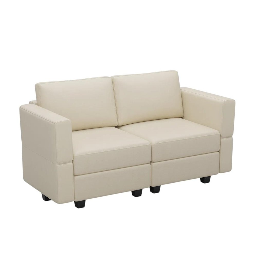 64" Black Faux Leather Loveseat With Storage