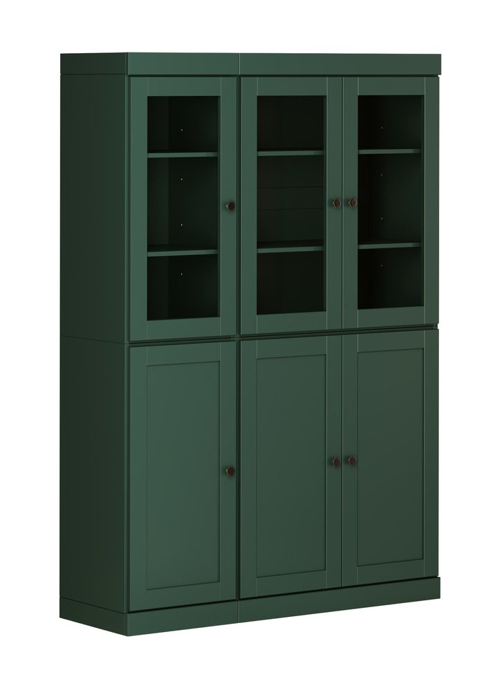 72" Green Solid Wood Six Door Pantry Or Storage Closet