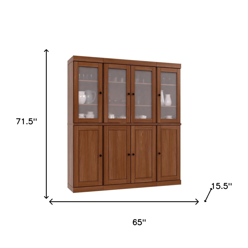 72" Coffee Solid Wood 8 Two Drawer Pantry Or Storage Closet