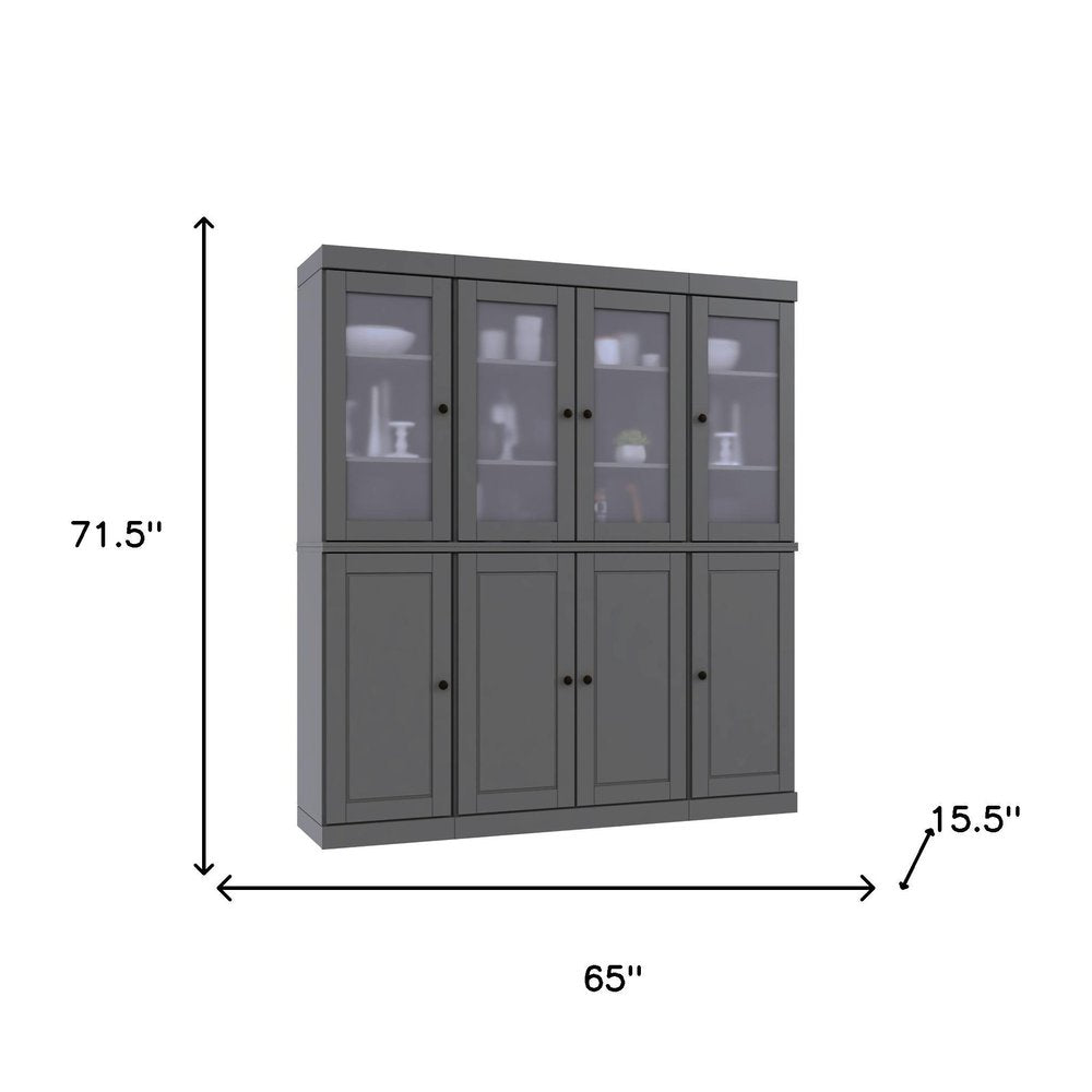 72" Gray Solid Wood 8 Two Drawer Pantry Or Storage Closet