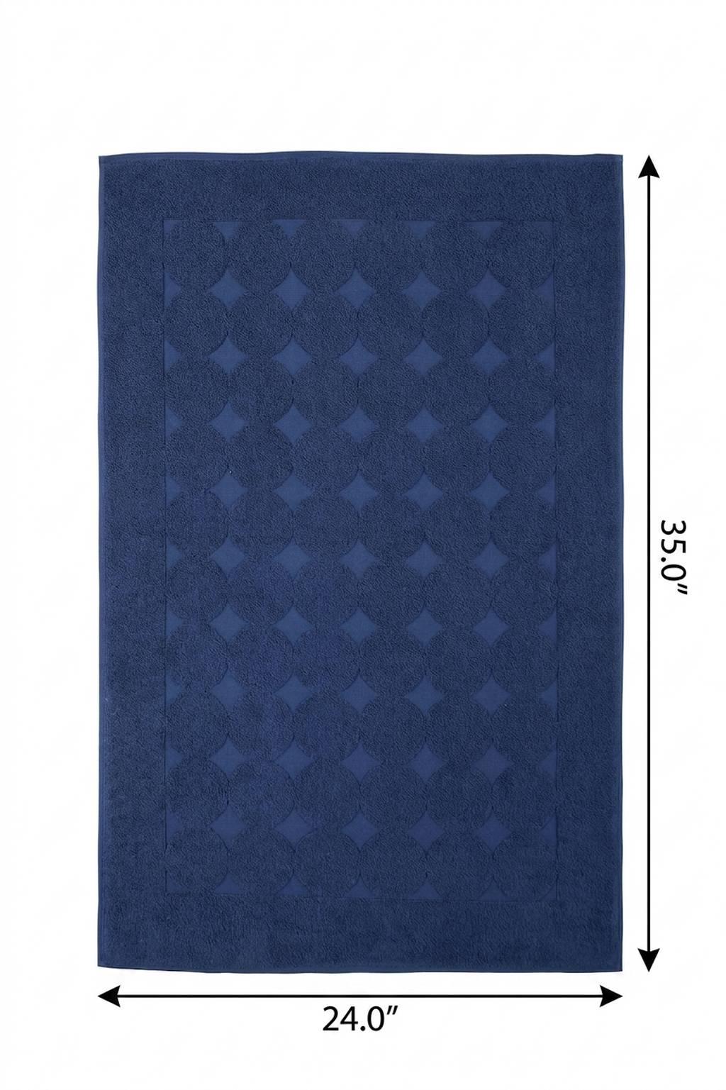 24" X 35" Navy Blue Tone on Tone Polka Dot Turkish Cotton Bath Rug
